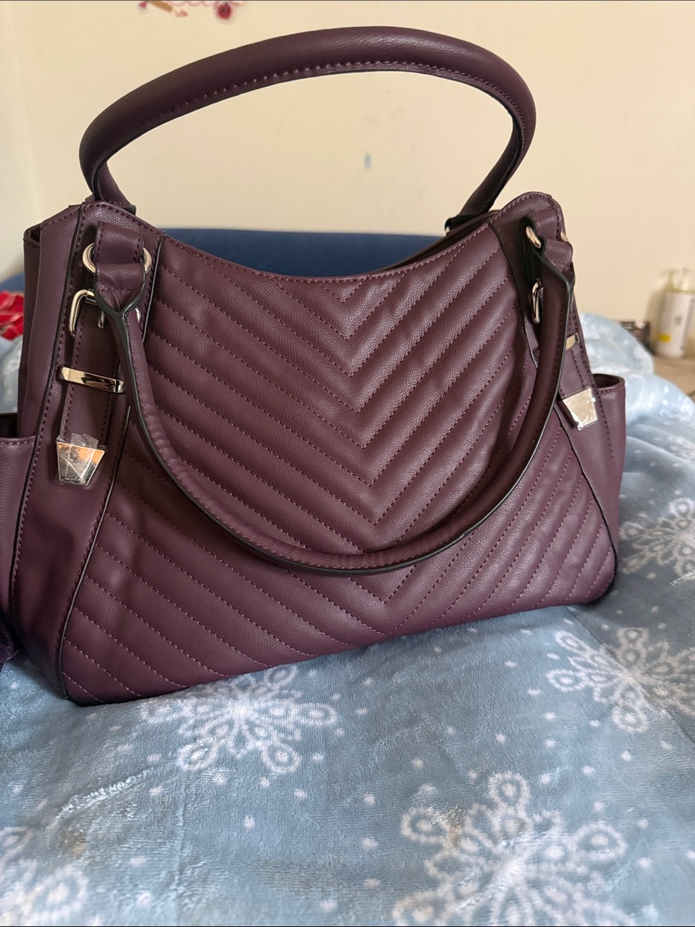 Quilted Mauve Women's Top-Handle Satchel Bag